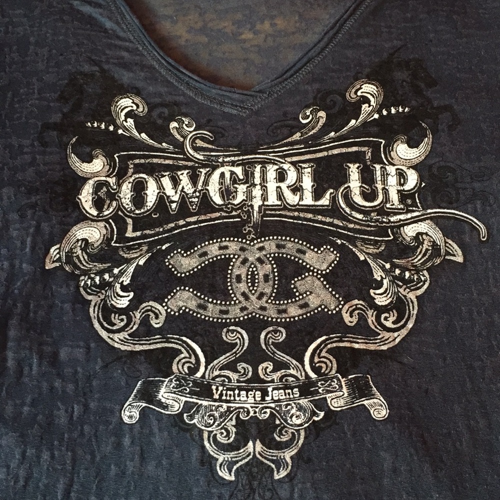 Cowgirl up burn out T sz XL